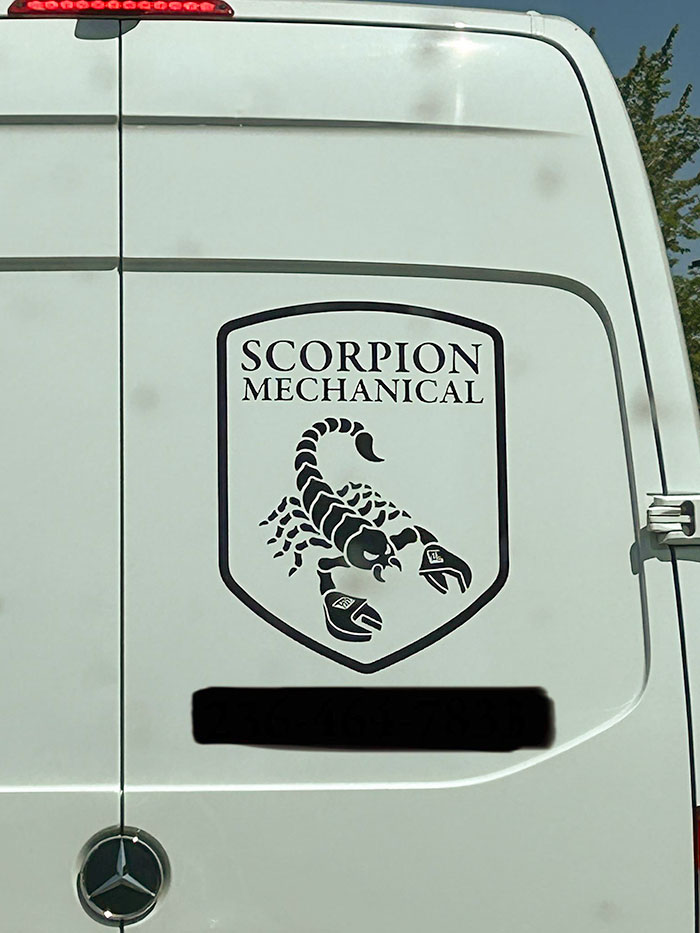 The Wrench-Clawed Scorpion Logo I Saw On A Work Van Today