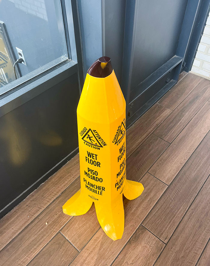 Banana-Shaped Wet Floor Sign