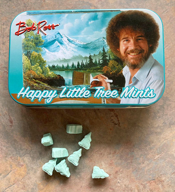 These Bob Ross Mints Are In The Shape Of Happy Little Trees