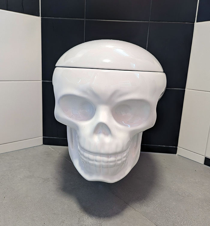 Creepy Skull-Shaped Toilet At A Mountain-Side Restaurant In Switzerland