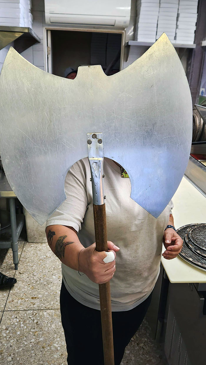 My Local Pizza Shop Uses Battle Axe-Shaped Pizza Peel