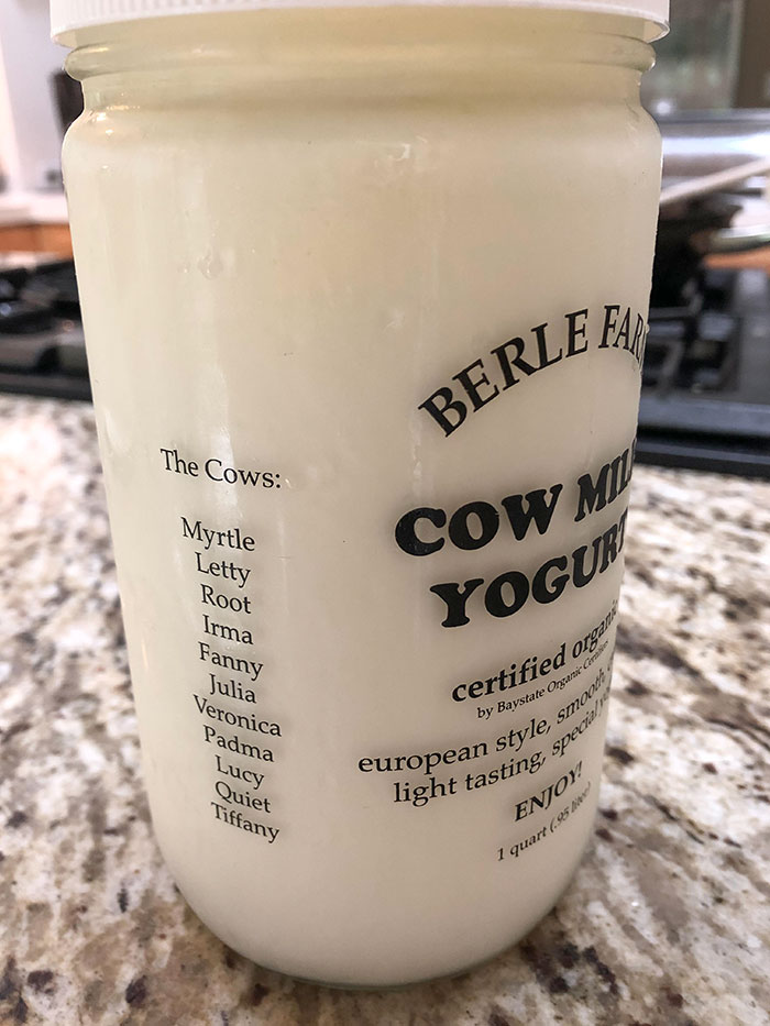 This Local Yogurt Brand Has The Names Of The Cows Whose Milk Is In The Yogurt On The Side Of The Jar