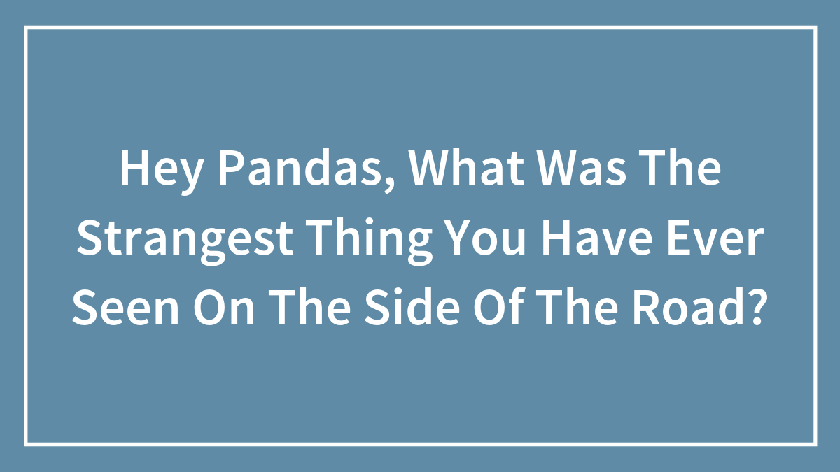 Hey Pandas, What Was The Strangest Thing You Have Ever Seen On The Side Of The Road?