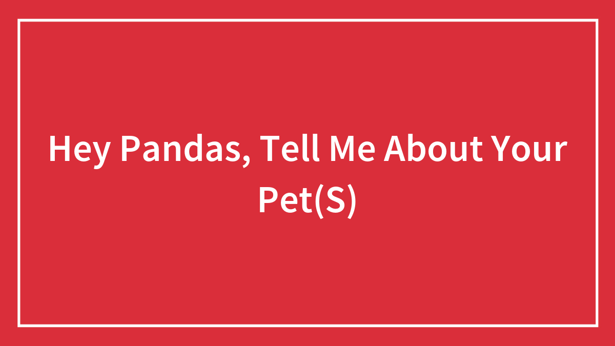 Hey Pandas, Tell Me About Your Pet(S)