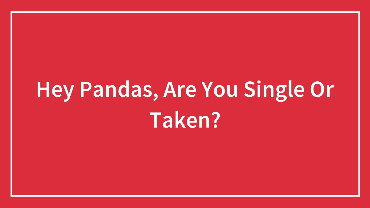 Hey Pandas, Are You Single Or Taken?