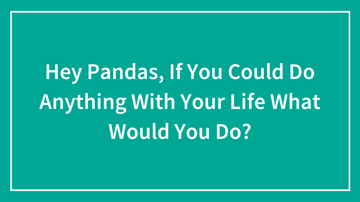 Hey Pandas, If You Could Do Anything With Your Life What Would You Do? (Closed)