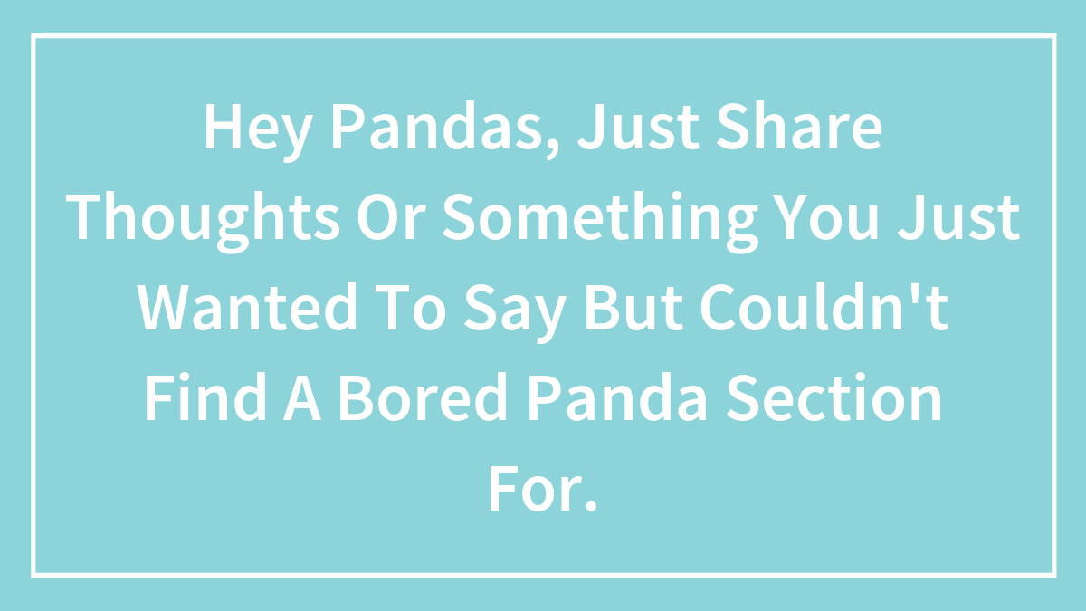 Hey Pandas, Just Share Thoughts Or Something You Just Wanted To Say But Couldn’t Find A Bored Panda Section For.