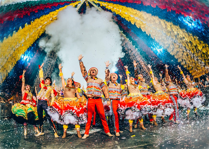 Dancers on the stage during 'Festa Junina' in Campina Grande, PB, Brasil