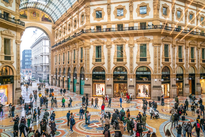 Oldest active shopping gallery 'Galleria Vittorio Emanuele II' in Milan, Italy