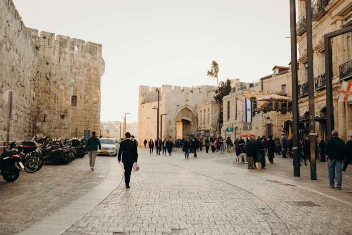 People walking on the street in Jerusalem, Israel