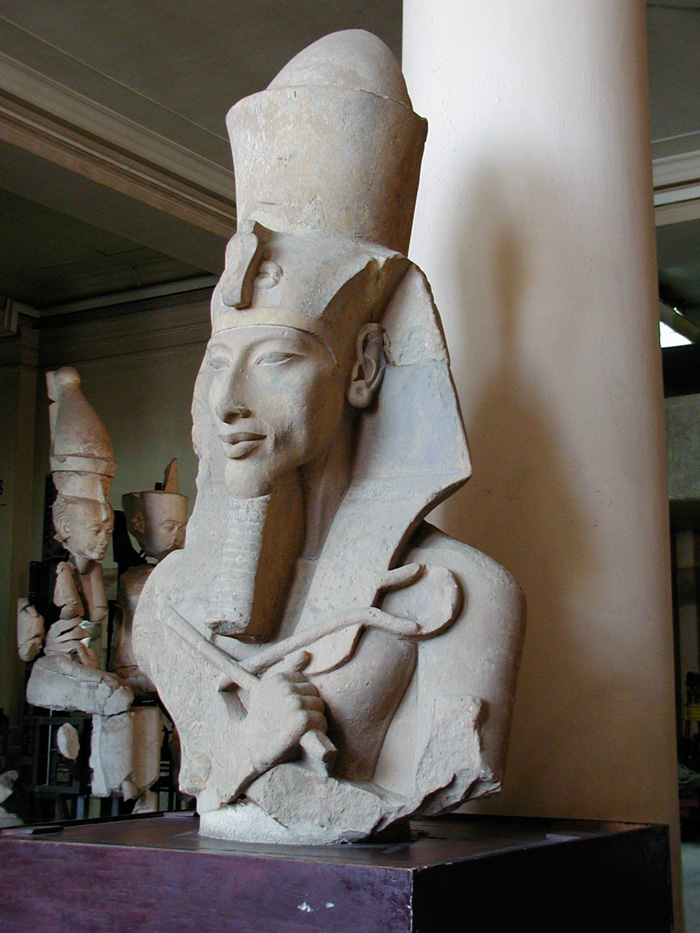 A colossal statue of Akhenaten