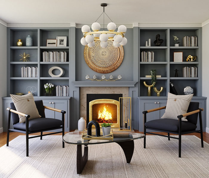 Modern living room fireplace mantel with elegant lighting fixtures and cozy hearth design for a stylish living space. Modern living room fireplace mantel with elegant lighting fixtures and cozy hearth design for a stylish living space.