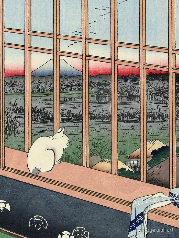 Utagawa Hiroshige: Cat In A Window, Woodblock Print, Japan, 1860
