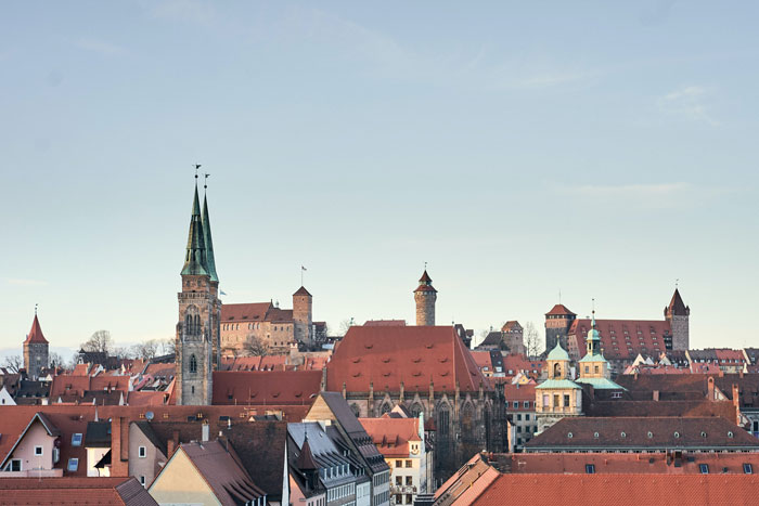 Nuremberg Castle and building with red roofs 