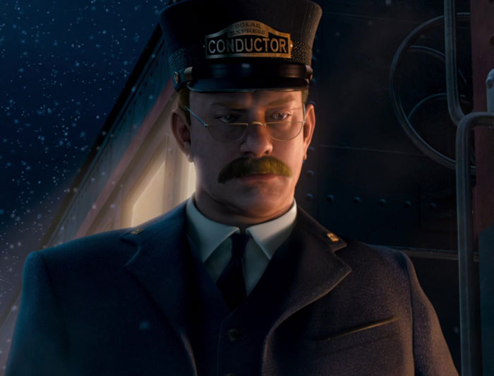 Conductor looking suspiciously at the passenger 