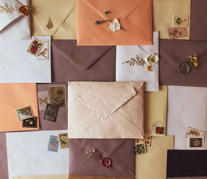 Different letters on the table 