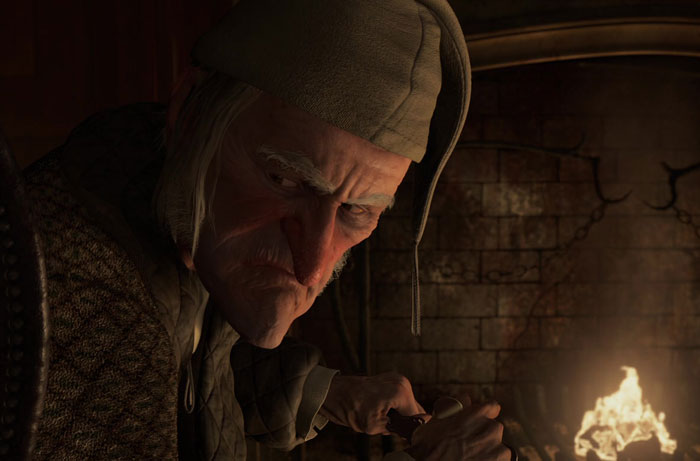 Ebenezer Scrooge looks annoyed 
