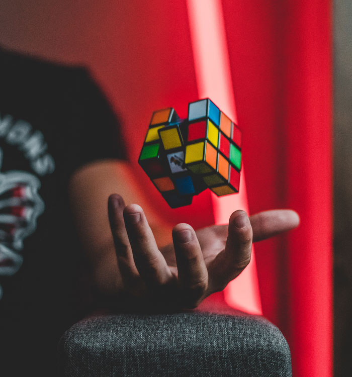 Rubik cube floating in the air 
