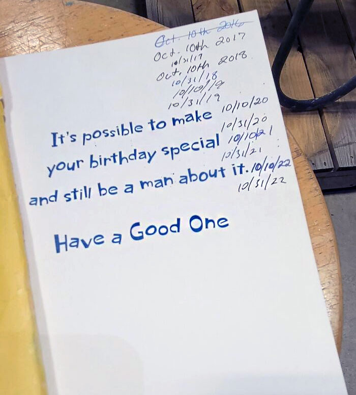 My Boss And I Have Exchanged The Same Birthday Card For 6 Years