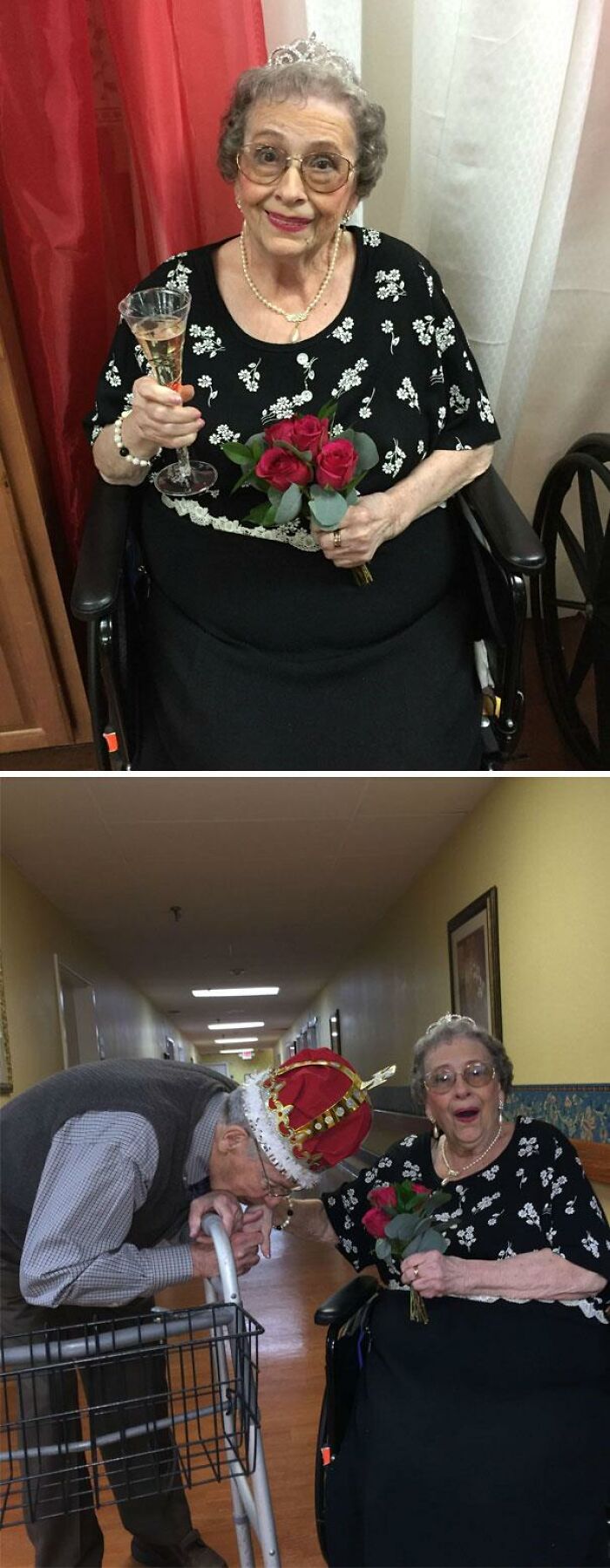 Mi abuela coronada como princesa del asilo por San Valentín