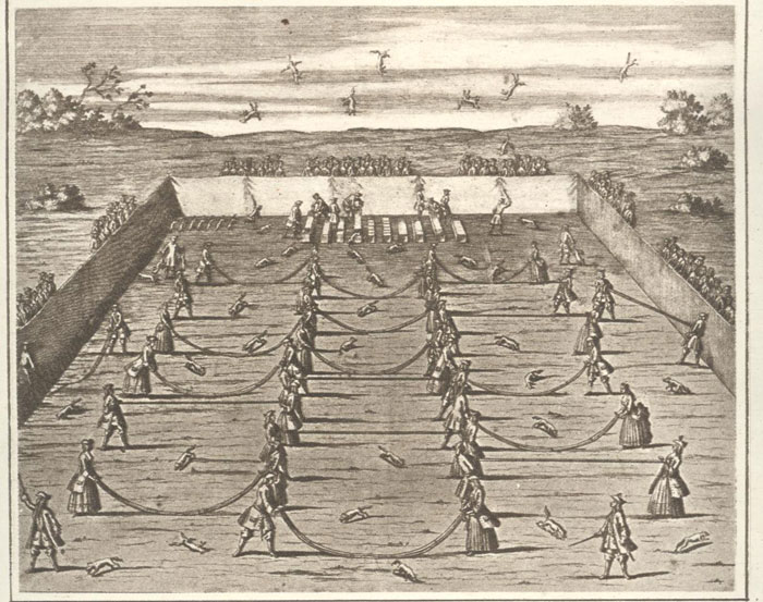 A depiction of a fox tossing tournament of the early 18th century