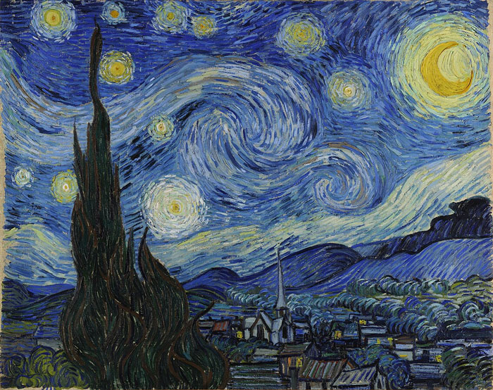 'The Starry Night' landscape painting by Vincent van Gogh painted in 1889