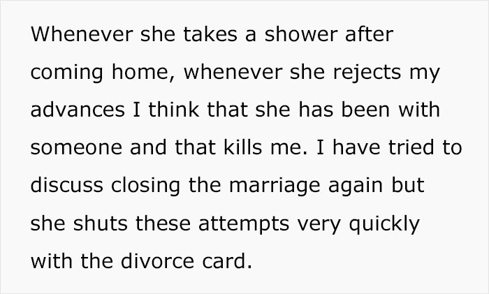 Cheating Husband Gets Caught, Wife Proposes Open Marriage And Now He "Lives In Agony" Every Day Cheating Husband Gets Caught, Wife Proposes Open Marriage And Now He "Lives In Agony" Every Day