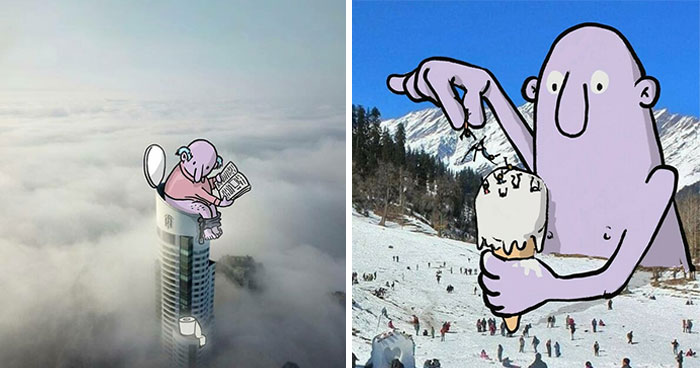Illustrator Continues To Add Funny Cartoons To Strangers’ Instagram Photos (33 New Pics)