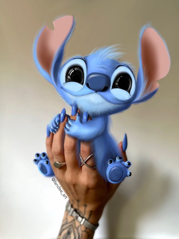 Baby Stitch And Blue Manicure