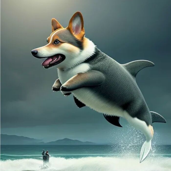 Playing With A Fluffy Corgi Puppy At The Beach