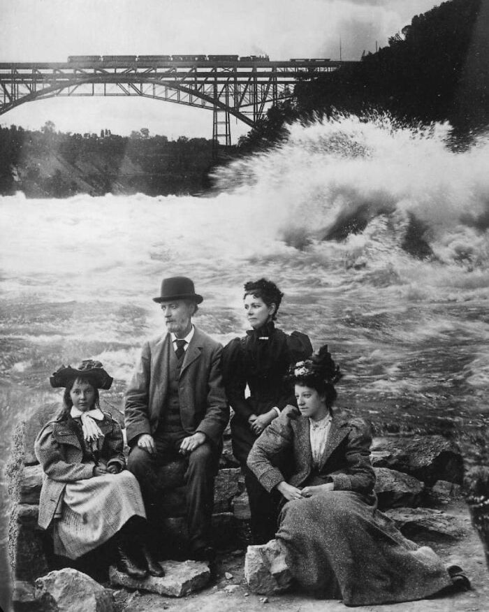 Familia junto al río Niágara, 1890 aprox.