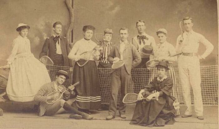 University Students At A Tennis Outing In 1892
