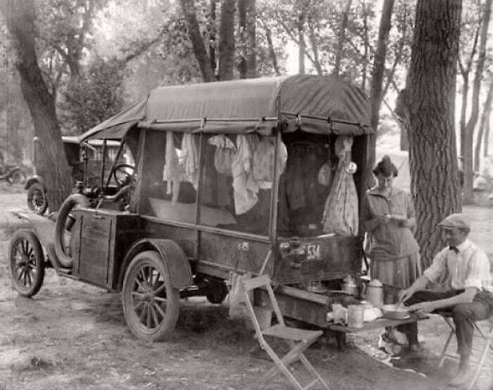 A Couple Enjoys Their Custom-Made Camper In 1918