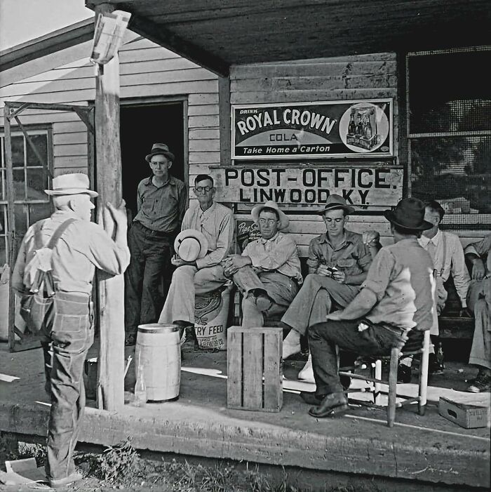 Farmers In Front Of The Post Office On Saturday Afternoon. Linwood, July, 1940