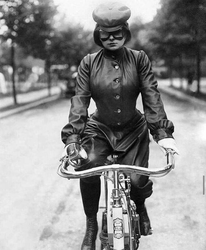 A Woman In Motorcycling Clothing, France, 1905