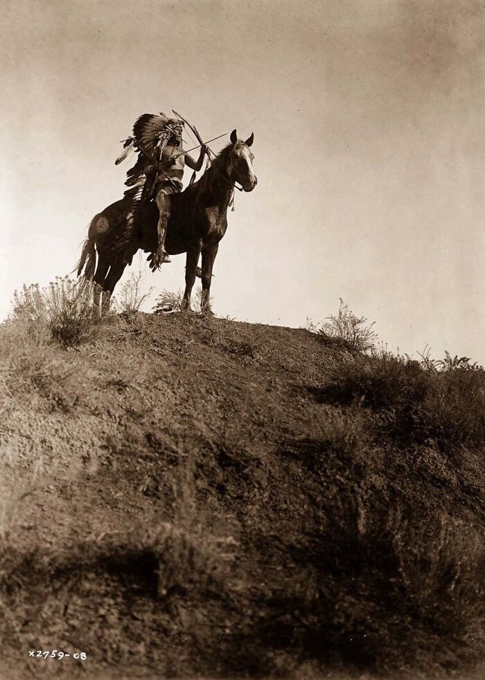Nativo Apsaroke a caballo, 1908