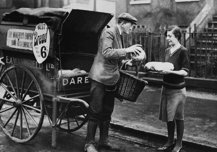 Bread Being Sold Off The Back Of A Hand Cart, 1925