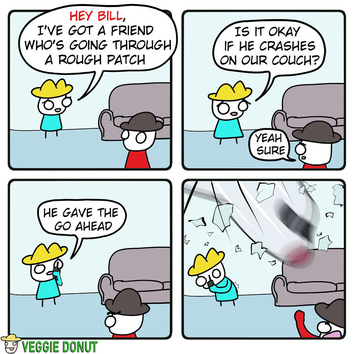 Comics About A Pair Of Friends Asking To Crash On A Couch veggiedonut