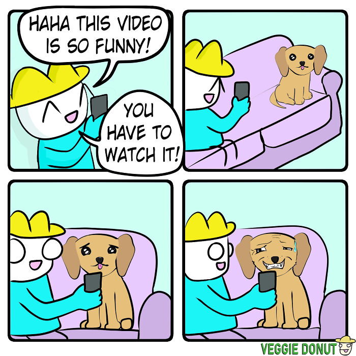 Comics About A Person Showing Funny Video To his Dog veggiedonut