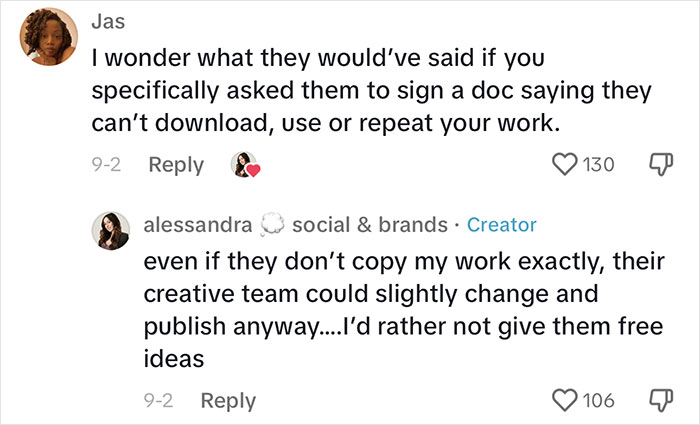 Woman Shows How Companies Try To Steal Creative Ideas From You