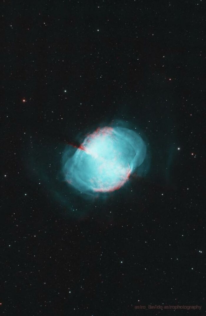 A photograph of M27 - The Dumbbell Nebula