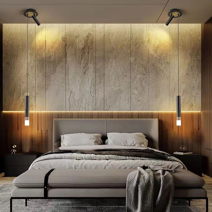 Pendant lights in a modern bedroom