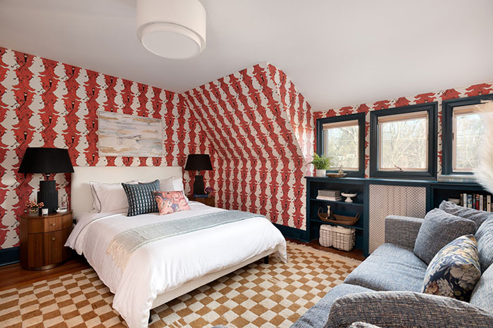 Quirky Wallpaper in a master bedroom 