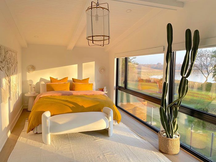 Warm yellow master bedroom