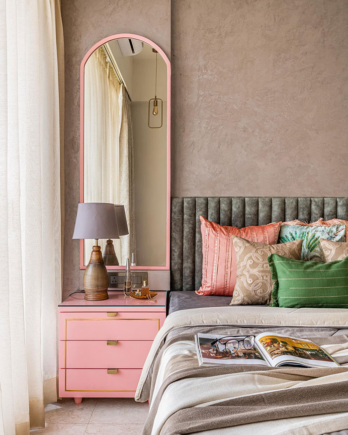 Vibrant colored master bedroom 