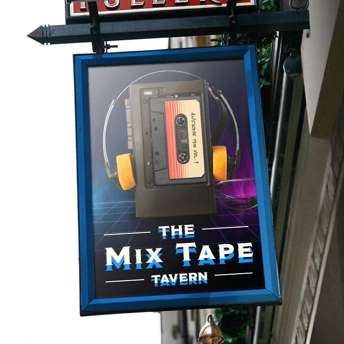 "The Mix Tape Tavern" pub sign, inspired by "Guardians of the Galaxy"