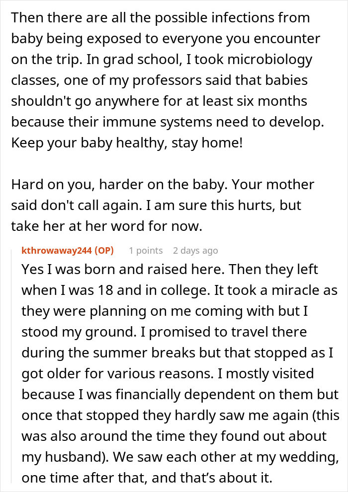 Woman Infuriates Her Parents By Not Going On A 10-Hour Flight So They Can See Their Grandbaby Woman Infuriates Her Parents By Not Going On A 10-Hour Flight So They Can See Their Grandbaby