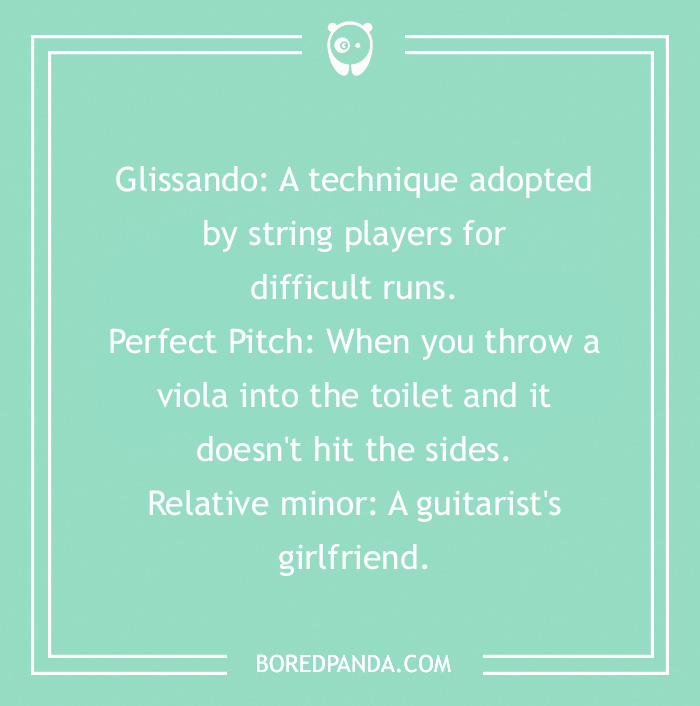 Joke about Glissando, Perfect Pitch and Relative minor