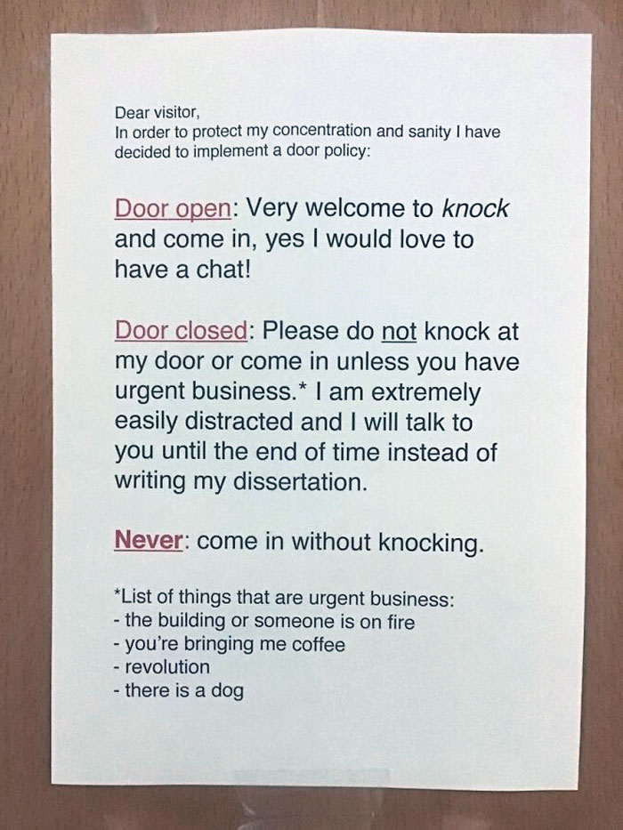 New Office Neighbor Has A Very Sensible Office Door Policy