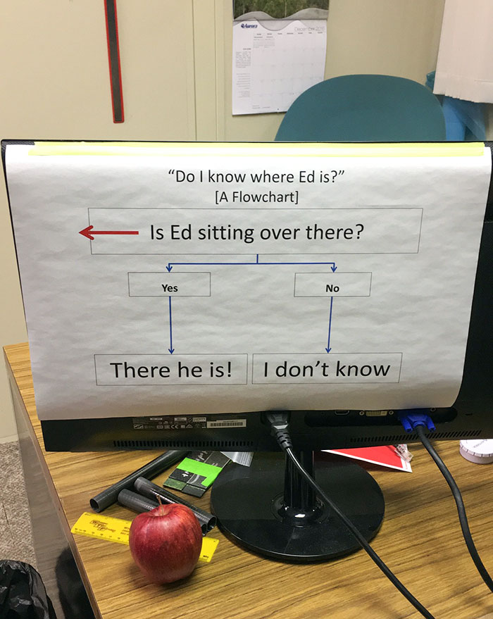 A Coworker Got Tired Of People Asking Where Ed Is